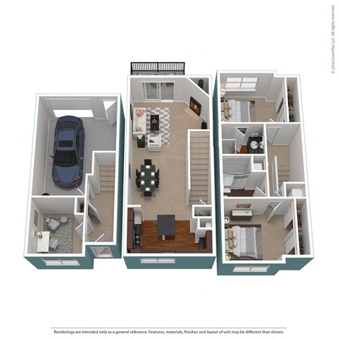 Floor plan for 2 beds, 2 baths, 1432 sqft